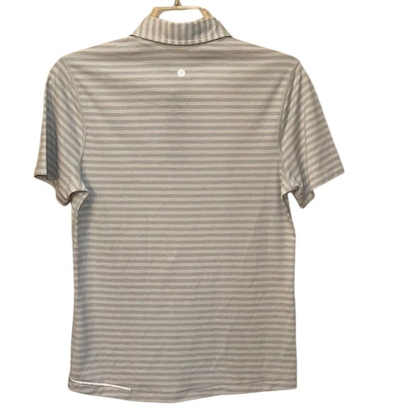 Lululemon Performance Evolution Polo Shirt Grey Stripe Small - Picture 3 of 5